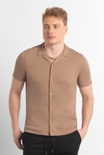 Mens Revere Collar Short Sleeve Jersey Shirt