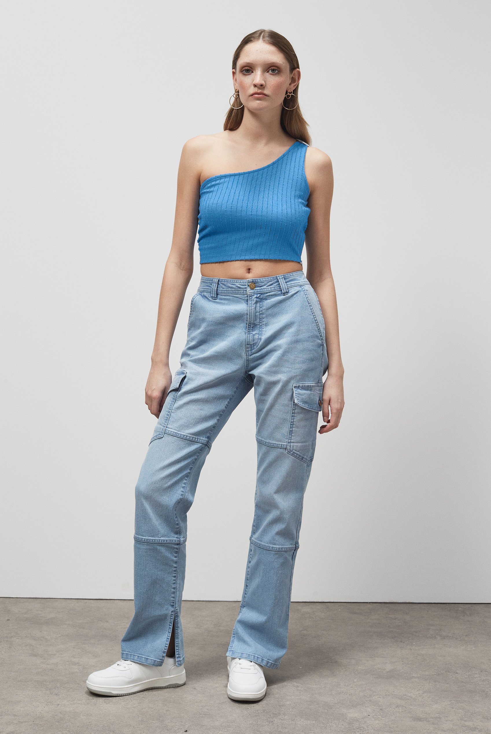 One Shoulder Crop Vest Top
