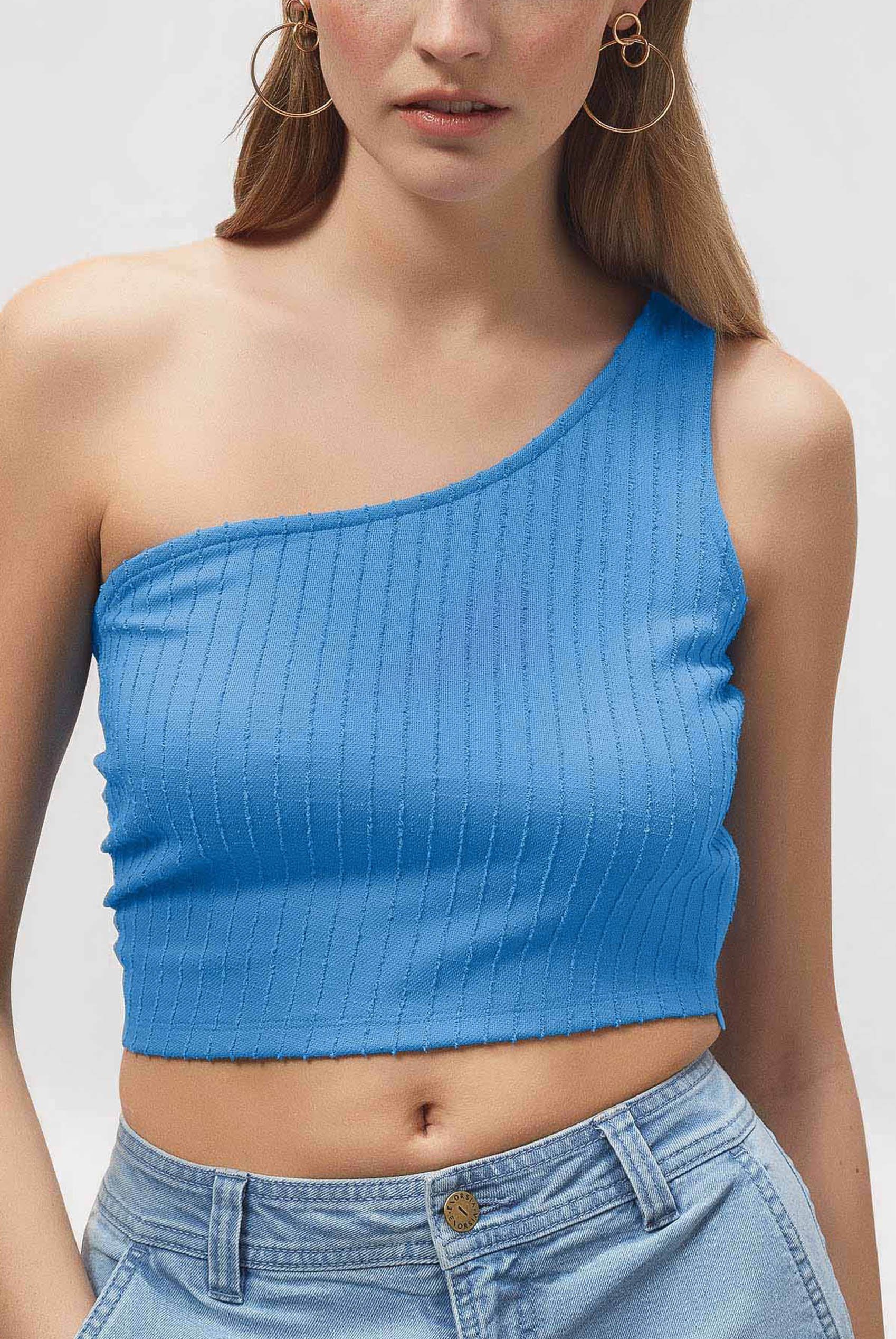 One Shoulder Crop Vest Top