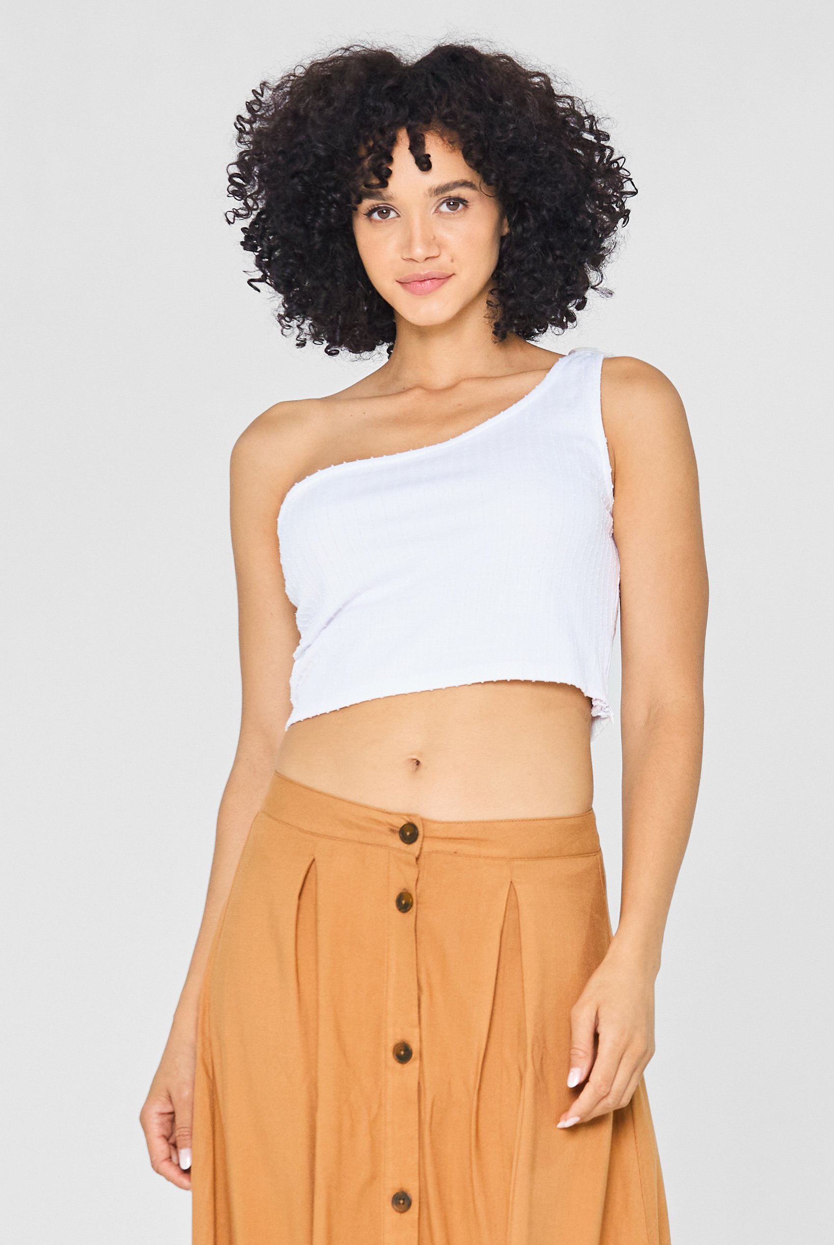 One Shoulder Crop Vest Top