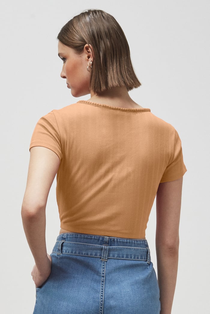 Snap Button Details Crop Tank Top