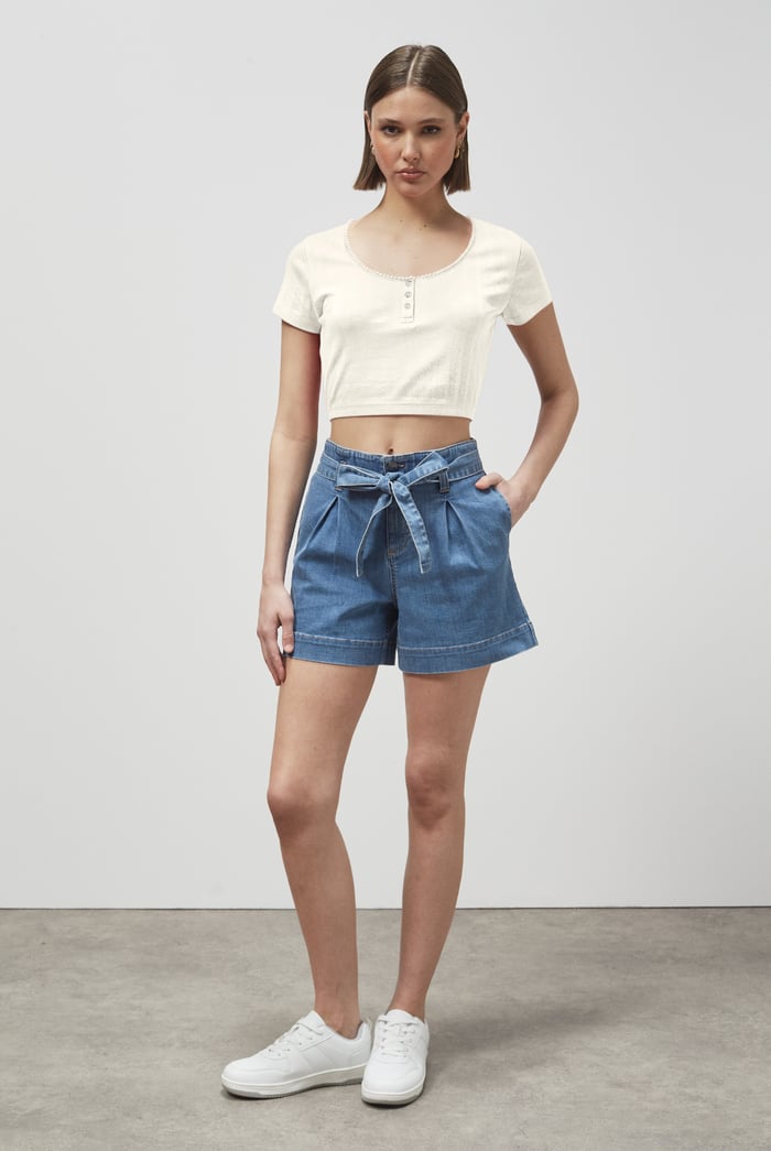 Snap Button Details Crop Tank Top