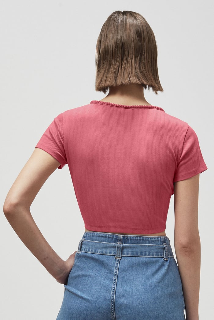 Snap Button Details Crop Tank Top