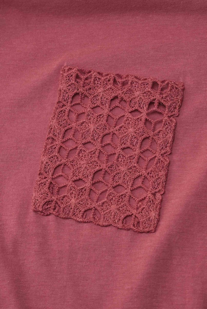 Lace Pocket V-Neck Tee