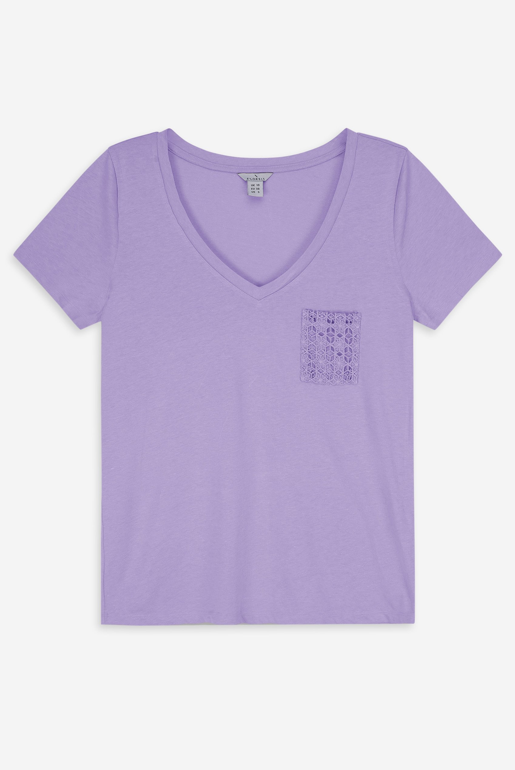 Lace Pocket V-Neck Tee