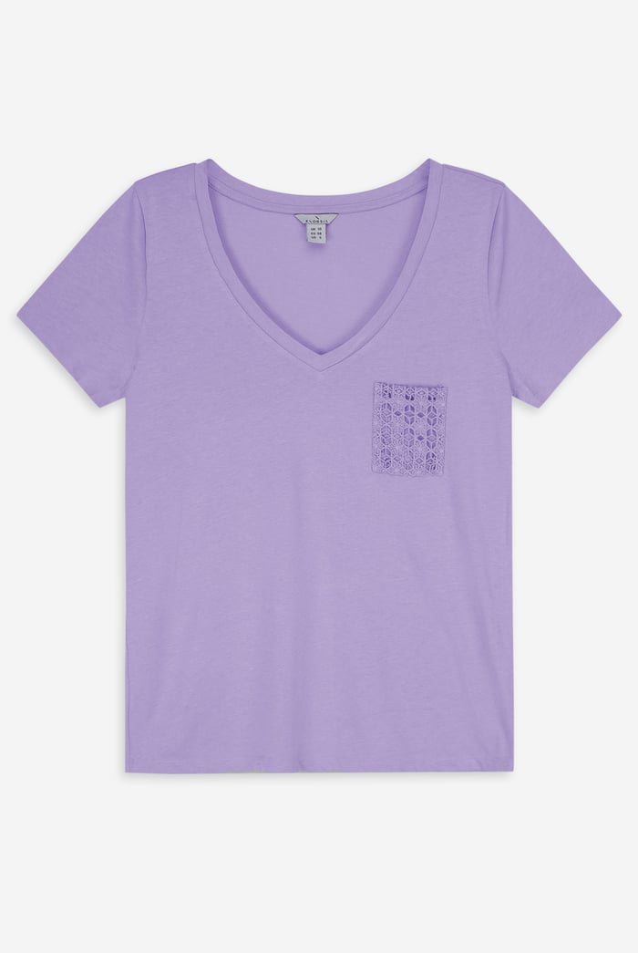 Lace Pocket V-Neck Tee