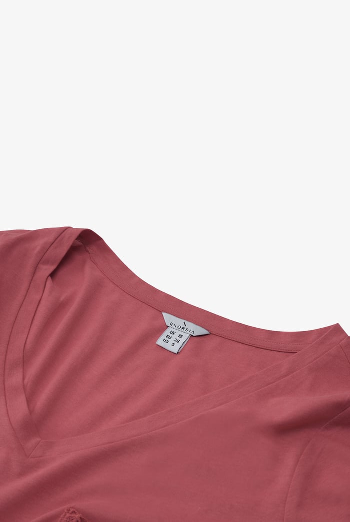 Lace Pocket V-Neck Tee