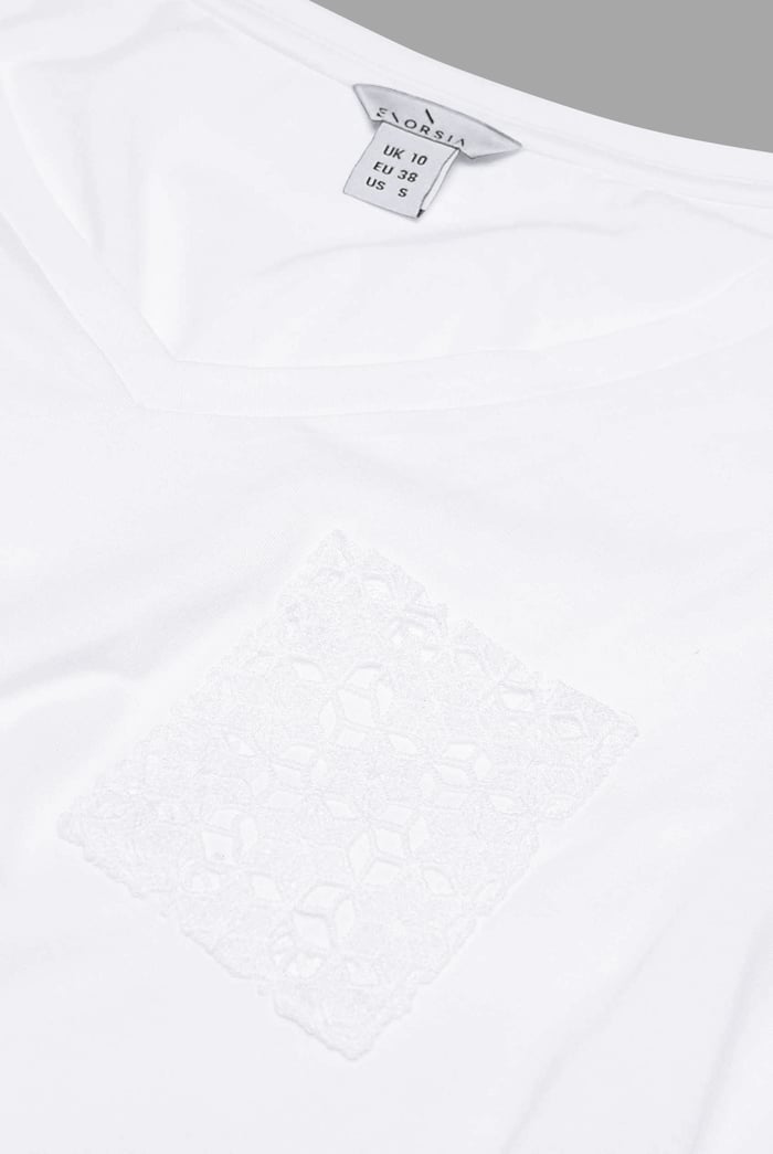 Lace Pocket V-Neck Tee