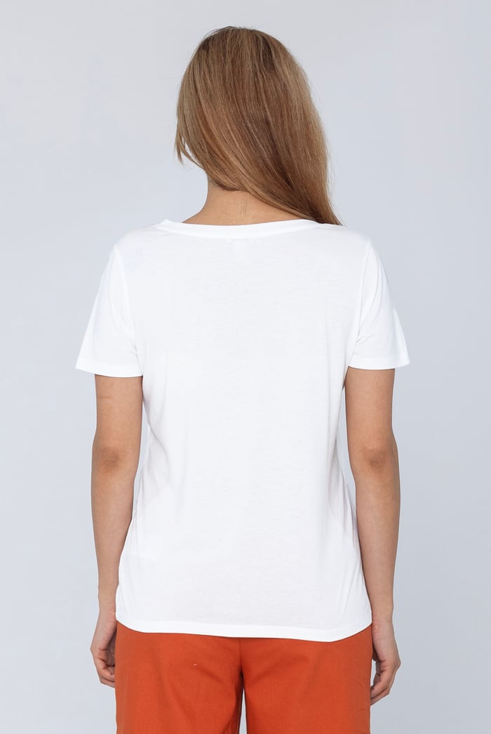 Lace Pocket V-Neck Tee