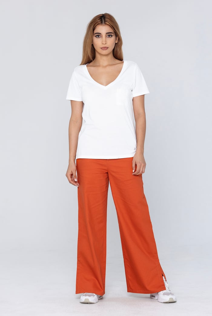 Lace Pocket V-Neck Tee