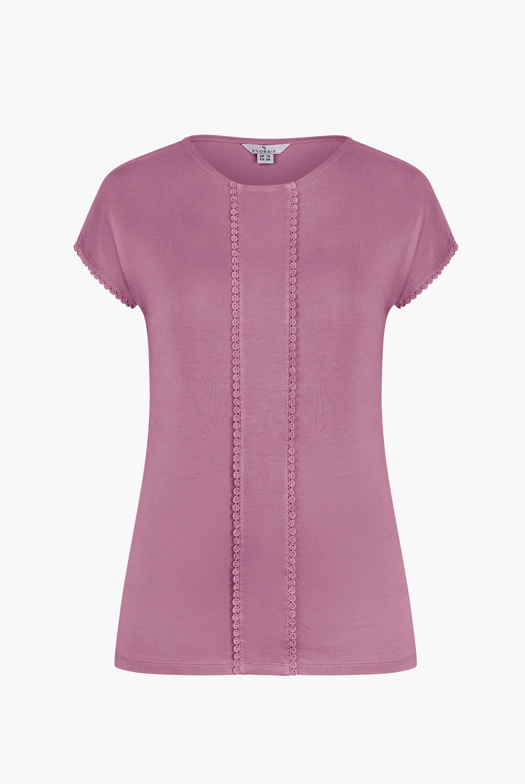 Boat Neck Front Lace Trim Tops