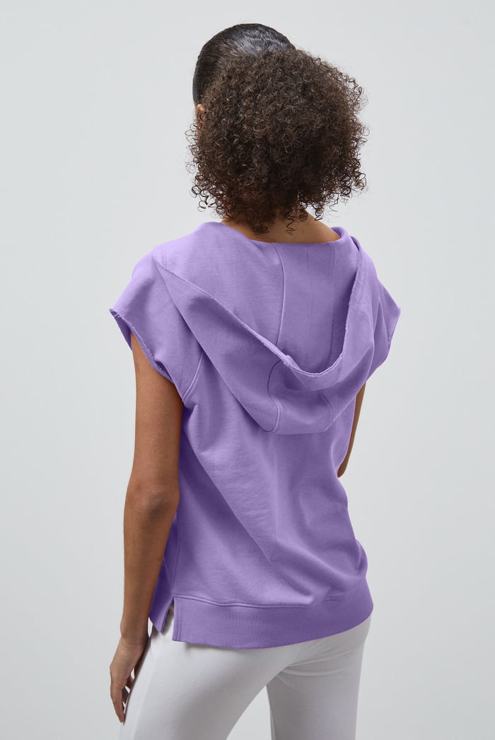 Sleeveless Raw Edge Hoodie