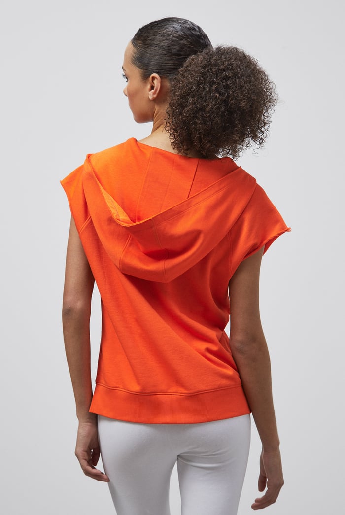 Sleeveless Raw Edge Hoodie