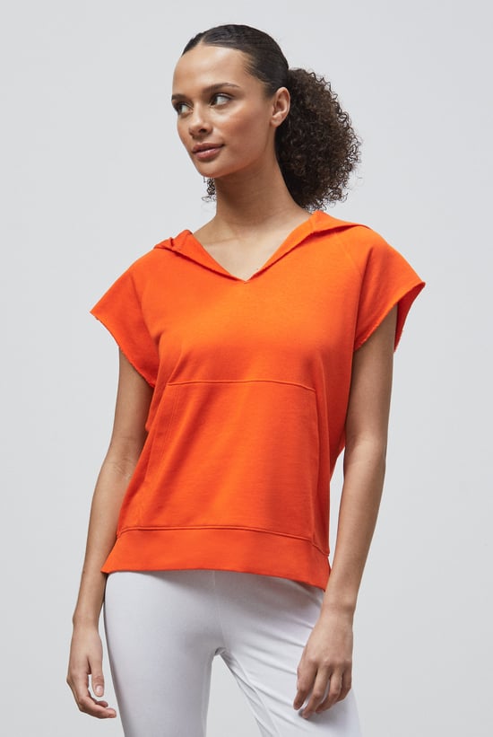 Sleeveless Raw Edge Hoodie