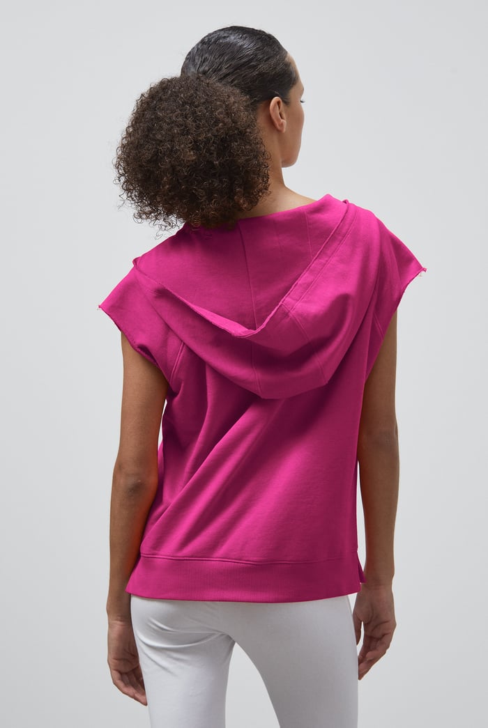 Sleeveless Raw Edge Hoodie