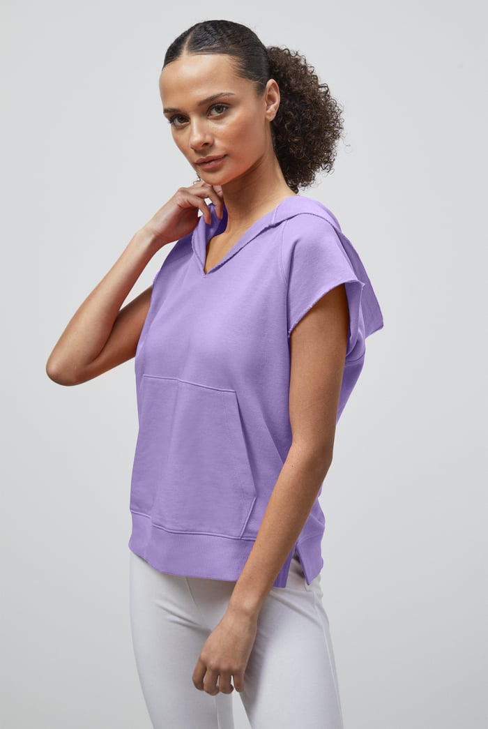 Sleeveless Raw Edge Hoodie