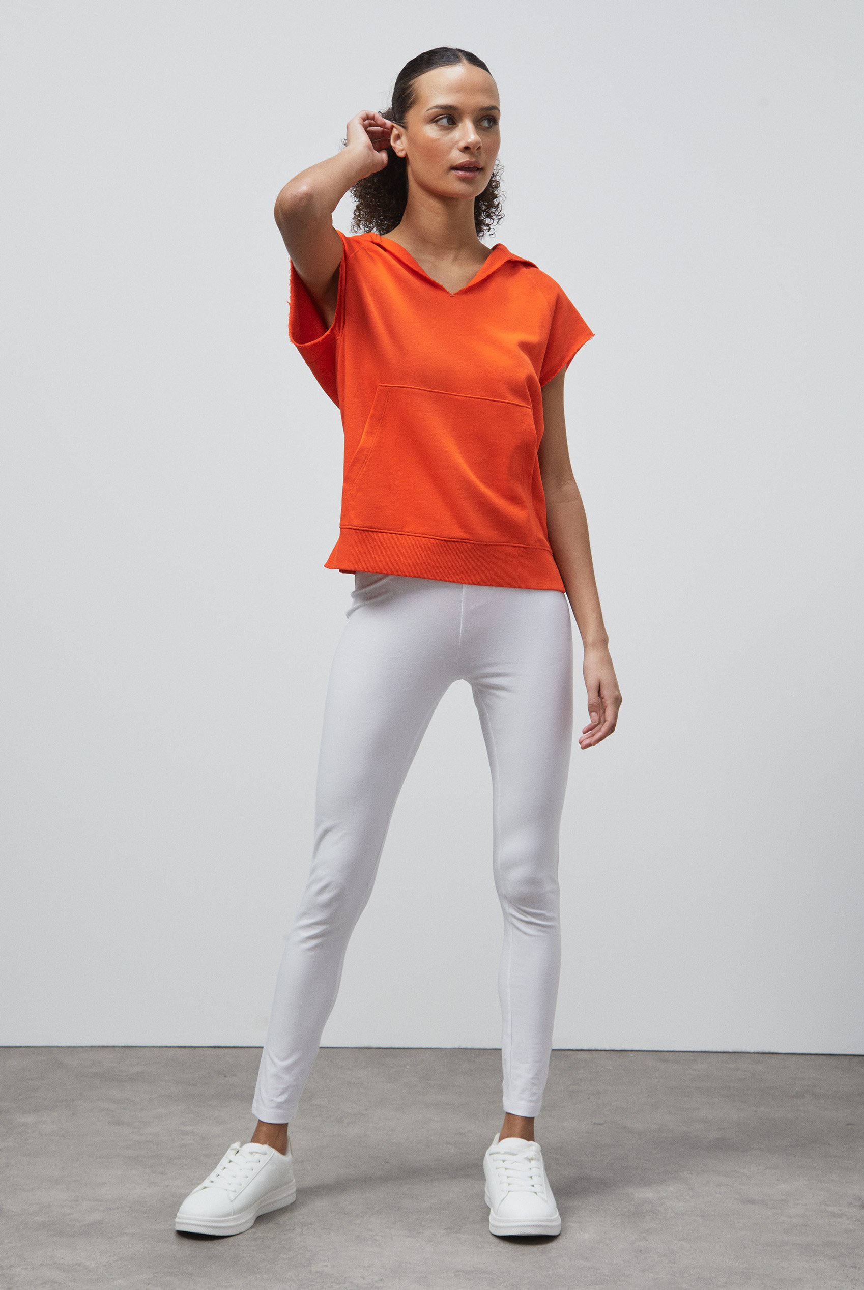 Sleeveless Raw Edge Hoodie