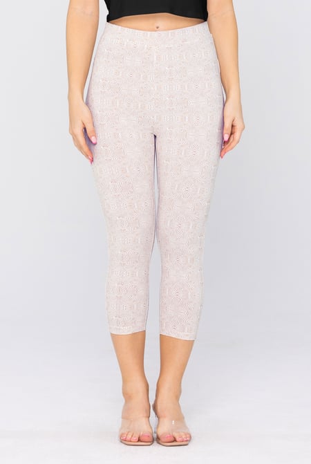 Cream Bee Printed Cropped Leggings
