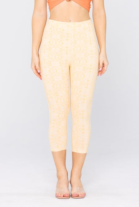 Cream Bee Printed Cropped Leggings