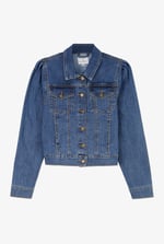 Puff Sleeve Denim Mid Wash Jacket