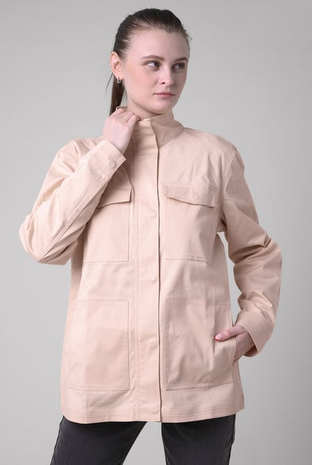 Womens Cream Oversize Traveller Jacket