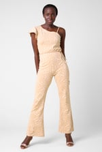 One-Shoulder Jumpsuit with Ruffle Sleeve Detail
