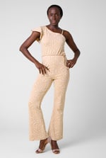 One-Shoulder Jumpsuit with Ruffle Sleeve Detail