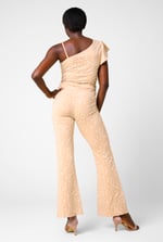 One-Shoulder Jumpsuit with Ruffle Sleeve Detail