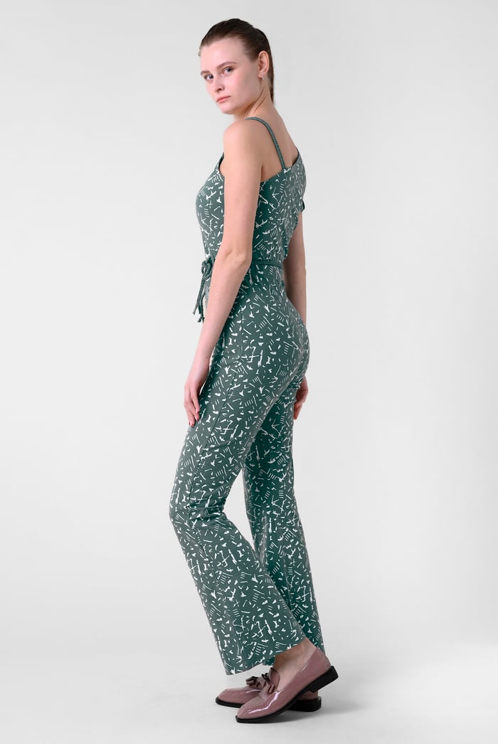 One-Shoulder Jumpsuit with Ruffle Sleeve Detail