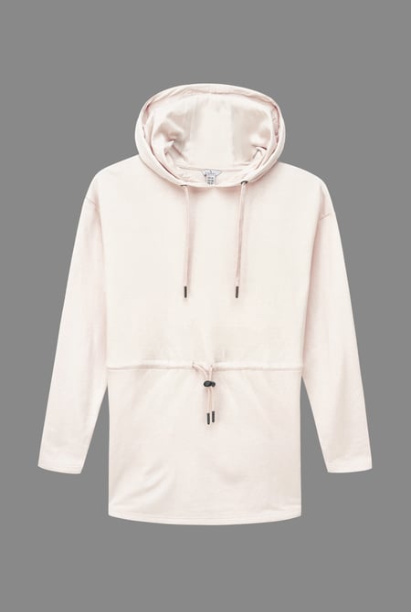 Womens White Hooded Tie Waist Sweatshirt