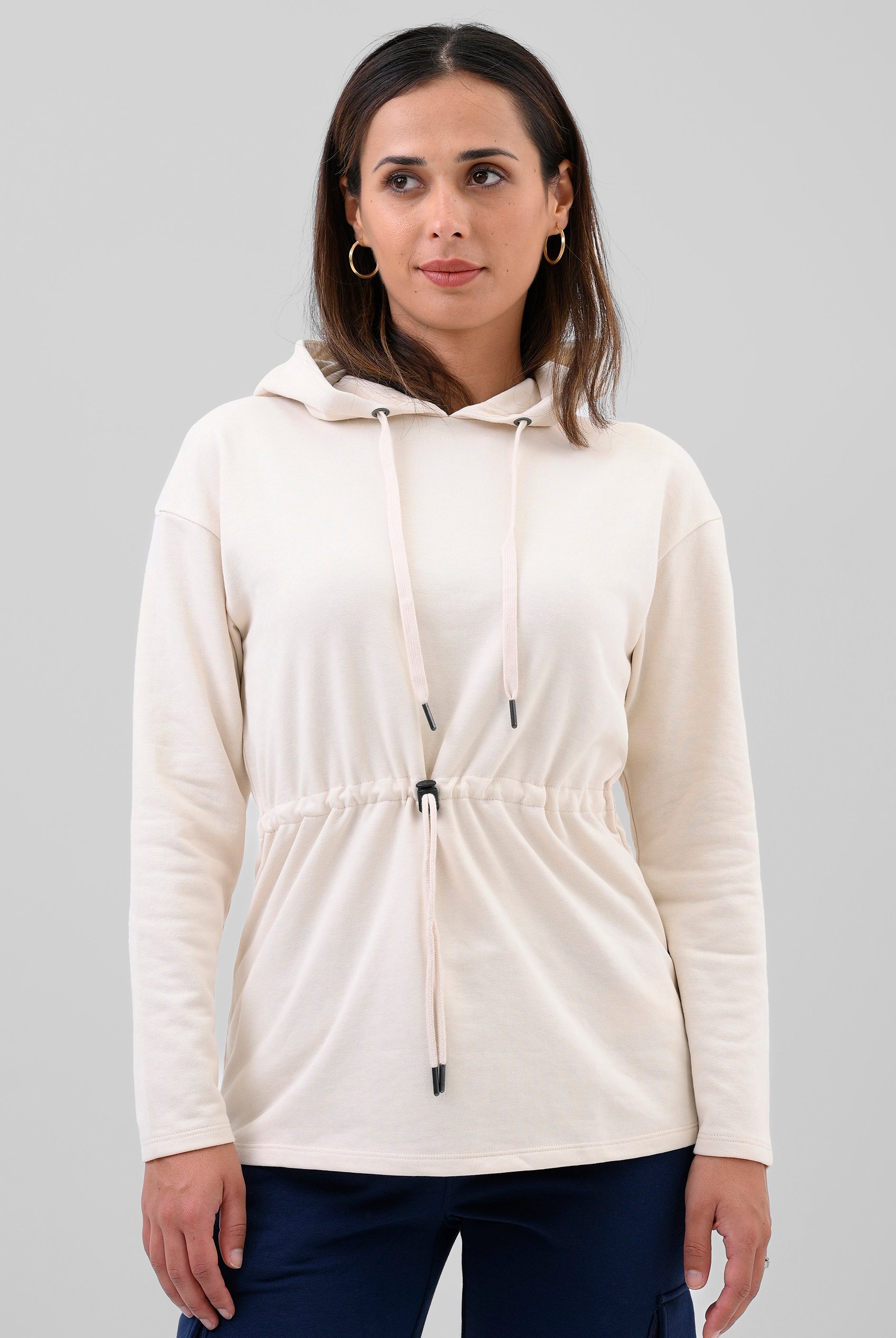 Womens Hooded Tie Waist Sweatshirt