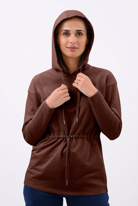 Womens White Hooded Tie Waist Sweatshirt