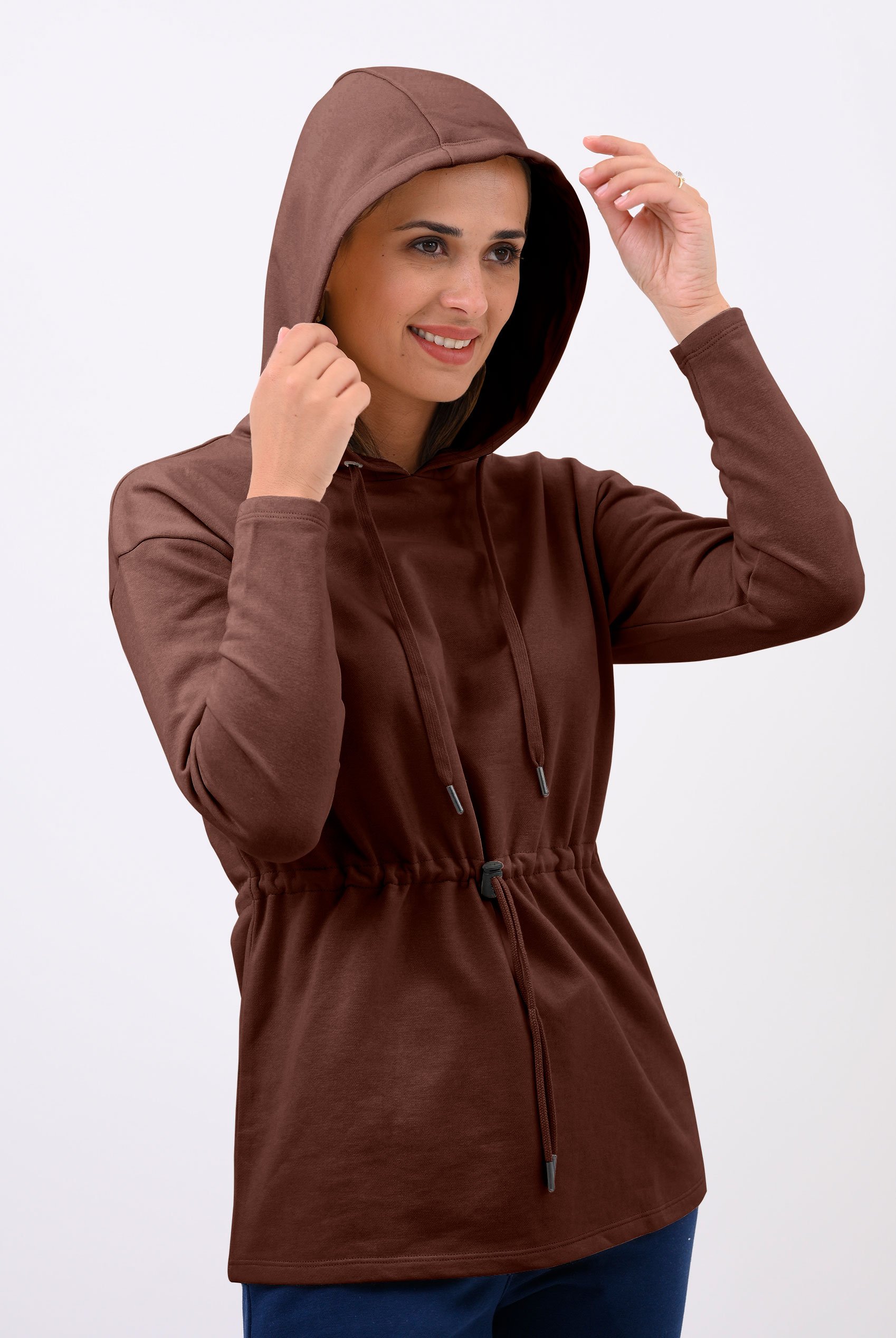 Womens Hooded Tie Waist Sweatshirt