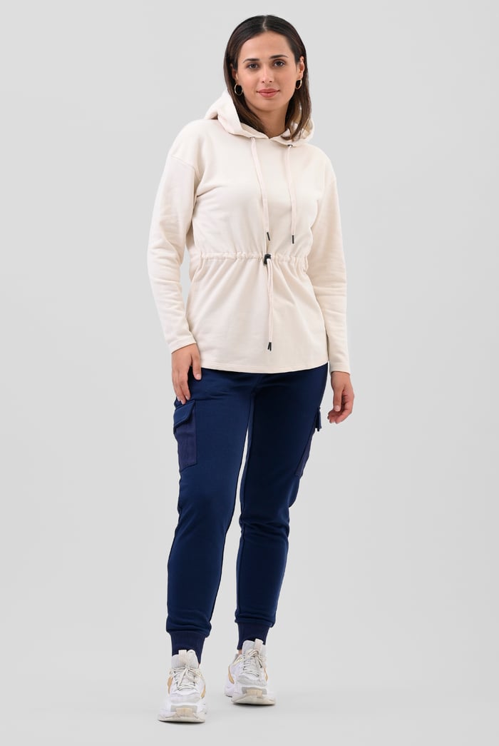 Womens Hooded Tie Waist Sweatshirt