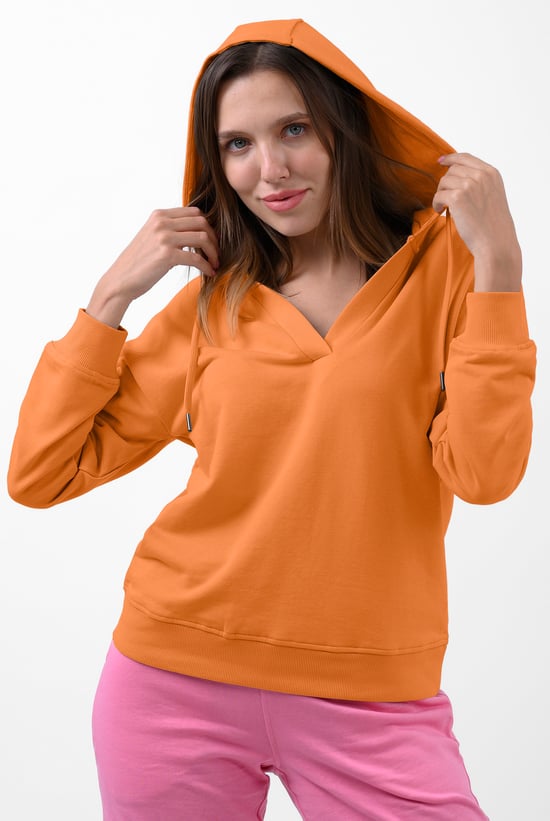 Womens V-Neck Drop Shoulder Hoodie