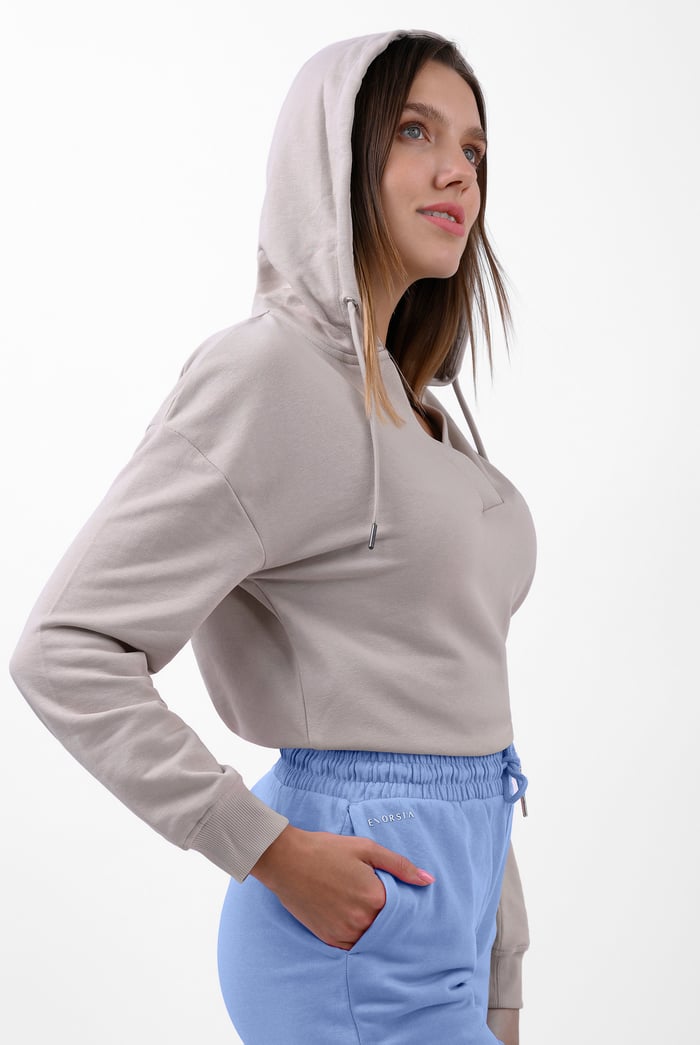 Womens V-Neck Drop Shoulder Hoodie