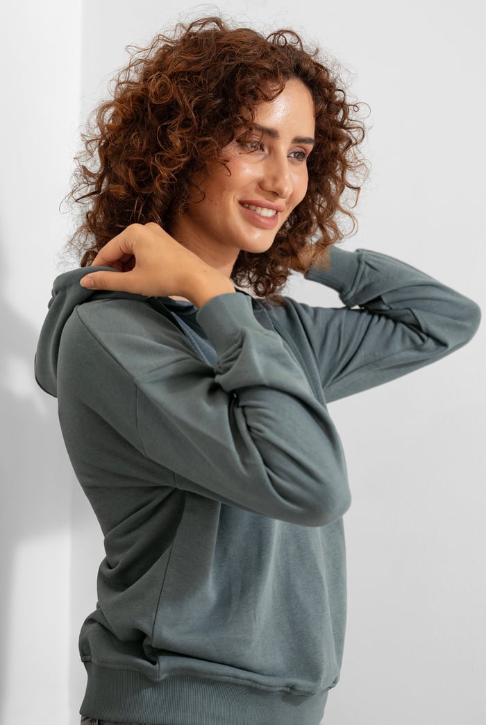 Womens V-Neck Drop Shoulder Hoodie