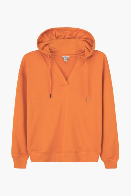 Womens Green V-Neck Drop Shoulder Hoodie