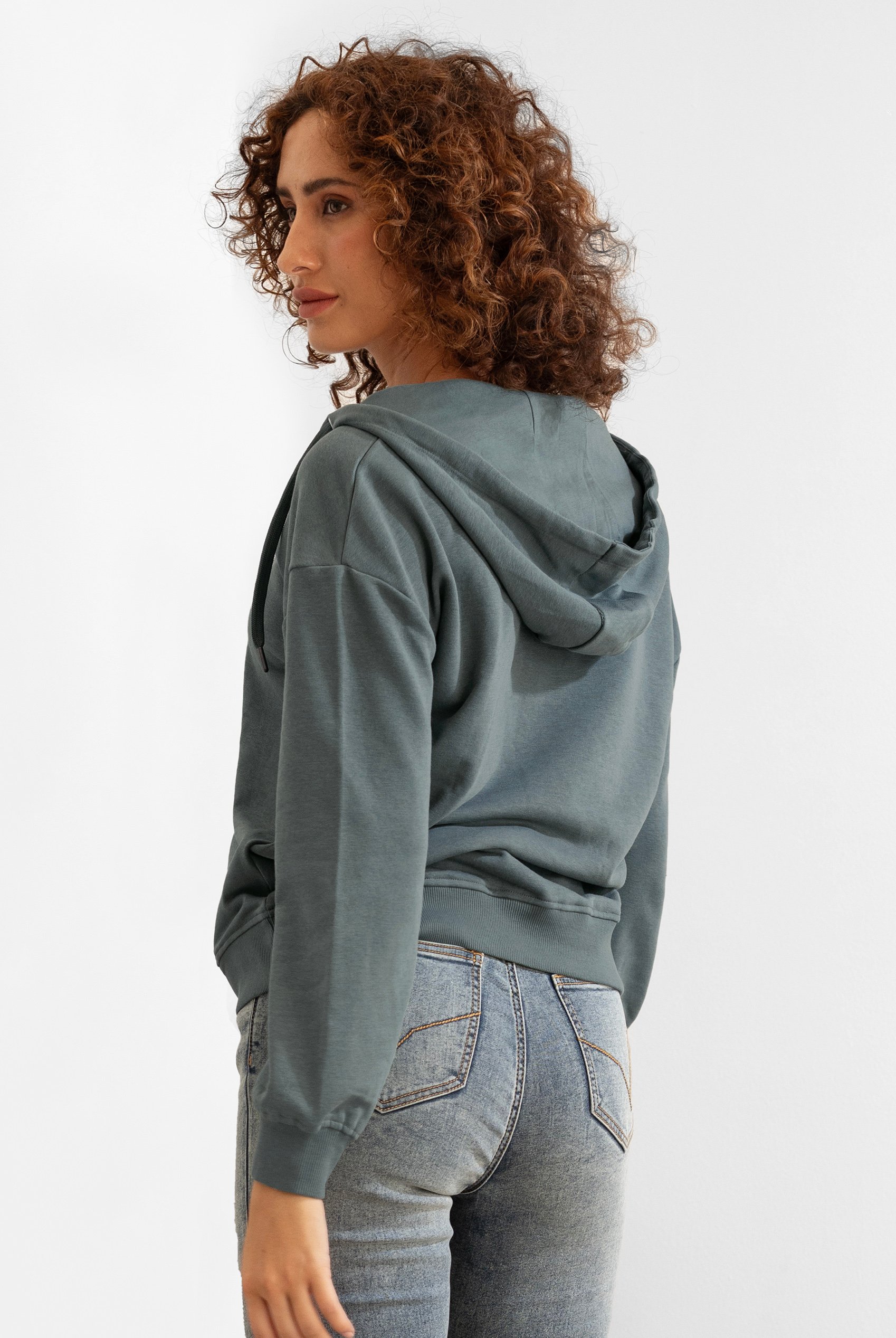 Womens V-Neck Drop Shoulder Hoodie