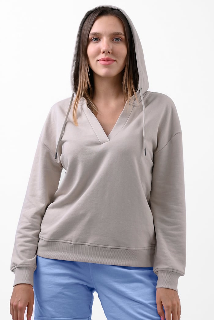 Womens V-Neck Drop Shoulder Hoodie