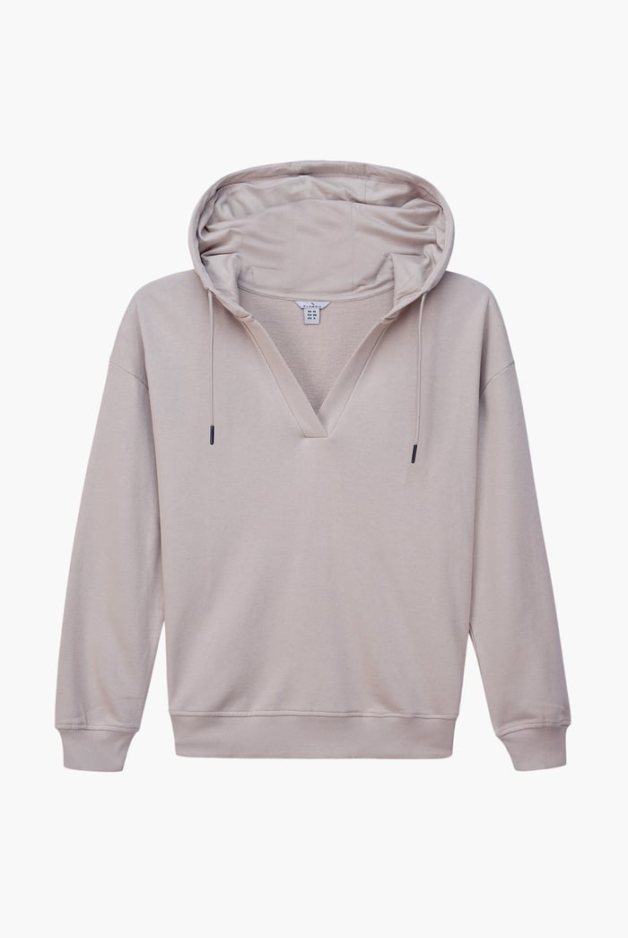 Womens V-Neck Drop Shoulder Hoodie