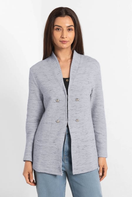 Womens Pink Slim Fit Knit Jacket