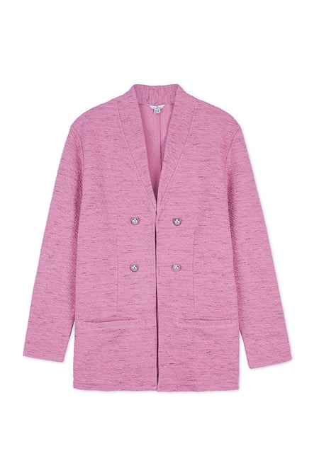 Womens Pink Slim Fit Knit Jacket