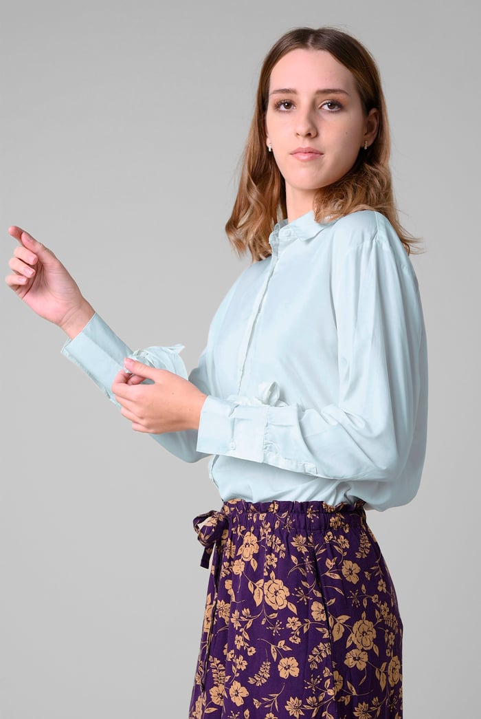 Tie-Cuff LS Viscose Shirt