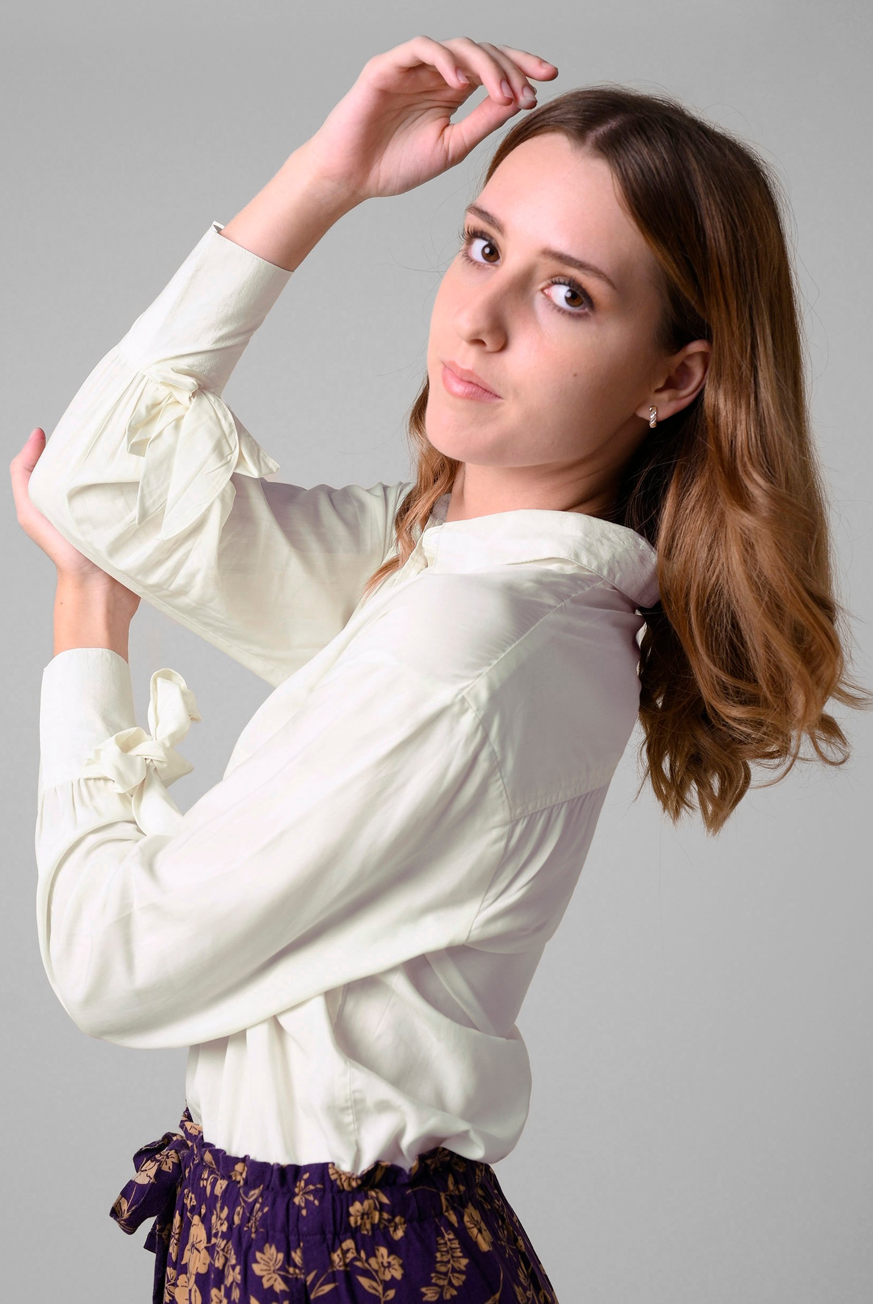 Tie-Cuff LS Viscose Shirt