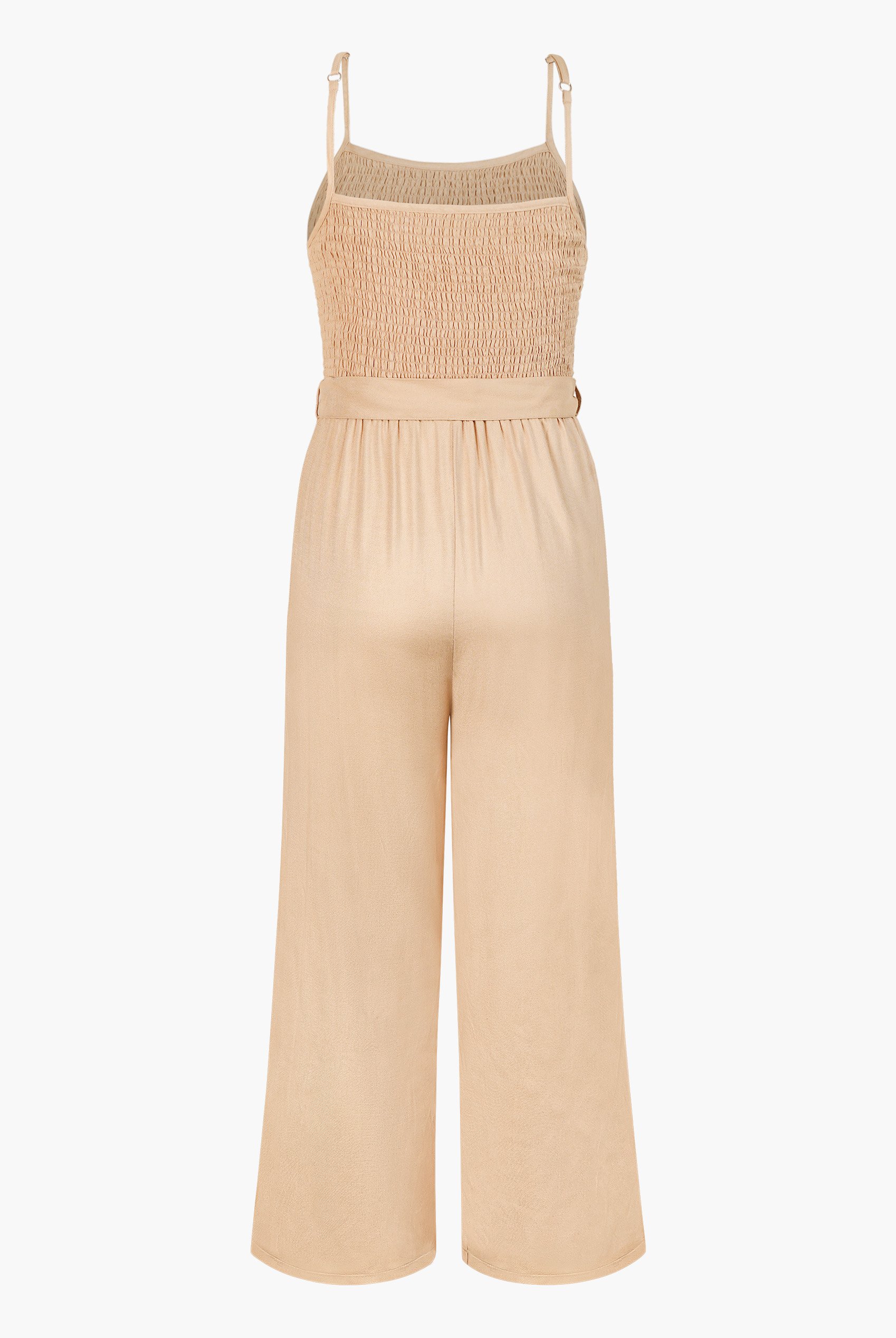 Belted Solid Jumpsuit with a Shirred Silhouette