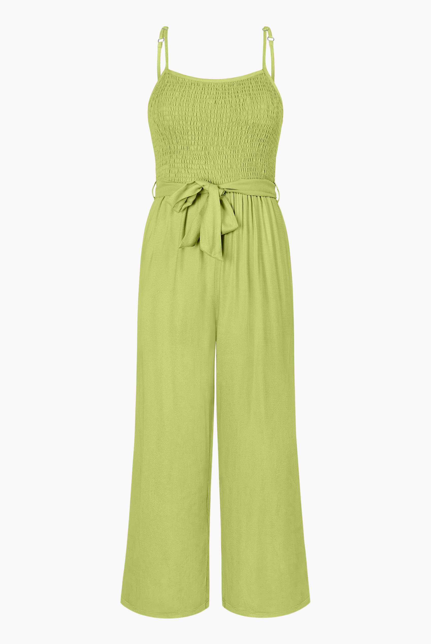 Belted Solid Jumpsuit with a Shirred Silhouette