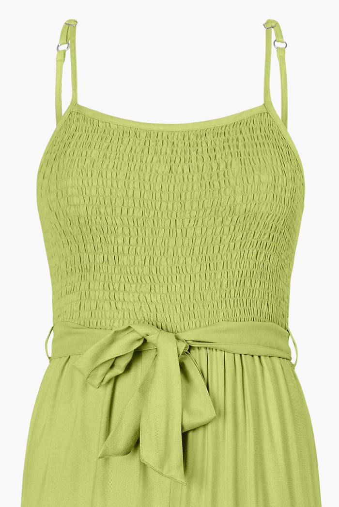 Belted Solid Jumpsuit with a Shirred Silhouette