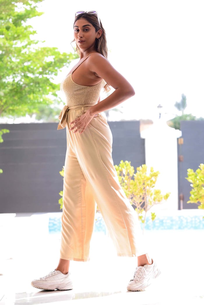 Belted Solid Jumpsuit with a Shirred Silhouette