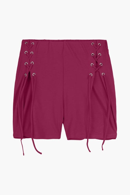 Womens Red Draw Cord Details Boxy Shorts